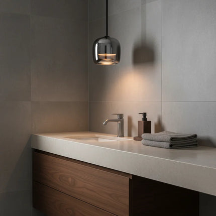 Lampa wisząca LED z dymionym szkłem, o średnicy 16 cm, idealna do salonu lub nad stół 5