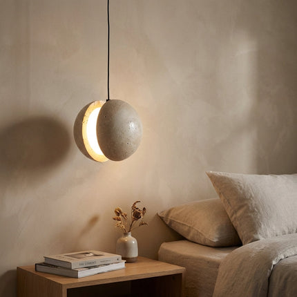 Lampa wisząca LED o kompaktowej kulistej konstrukcji z powierzchnią imitującą kamień, idealna do nowoczes 1