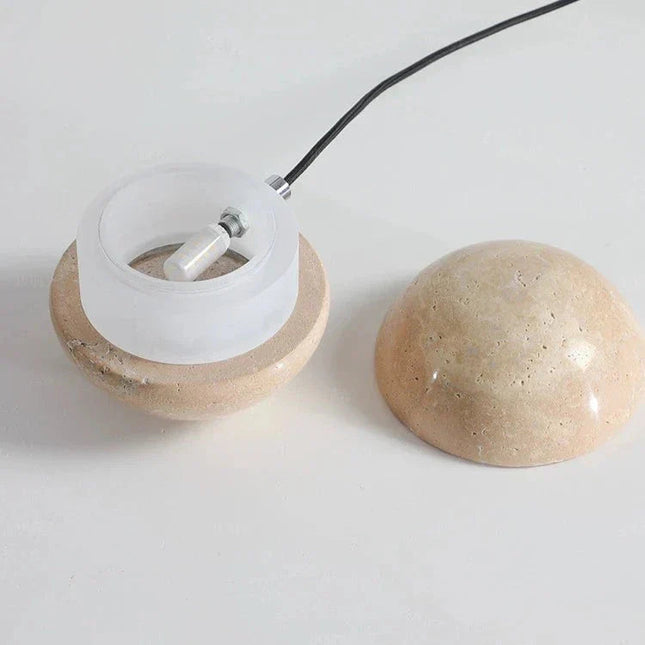 Lampa wisząca LED o kompaktowej kulistej konstrukcji z powierzchnią imitującą kamień, idealna do nowoczes 4