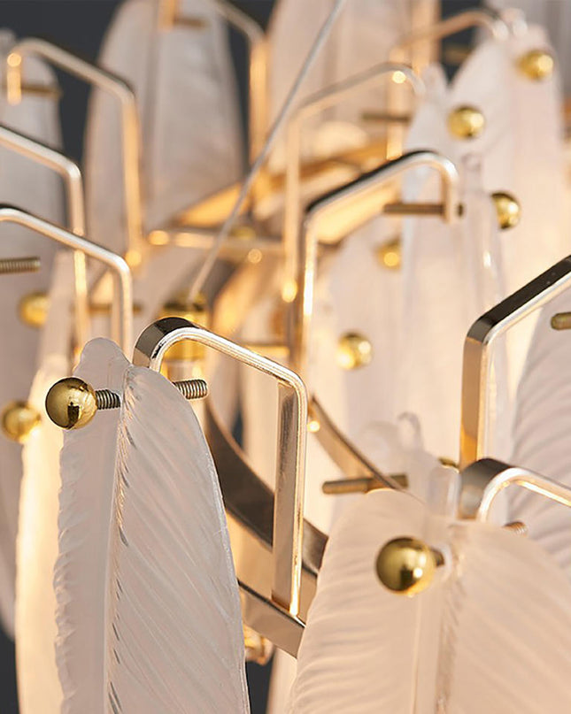 Lampa Wisząca LED z Szklanymi Piórami – Nowoczesny Żyrandol do Salonu w Stylu Nordyckim 4