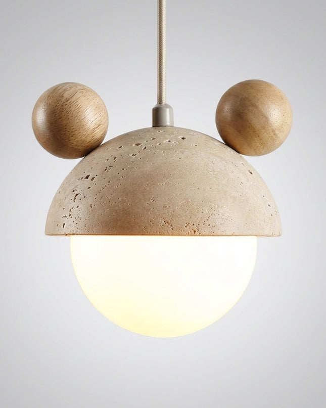 Lampa wisząca LED z trawertynowym wykończeniem, emitująca ciepłe światło, idealna do salon 0