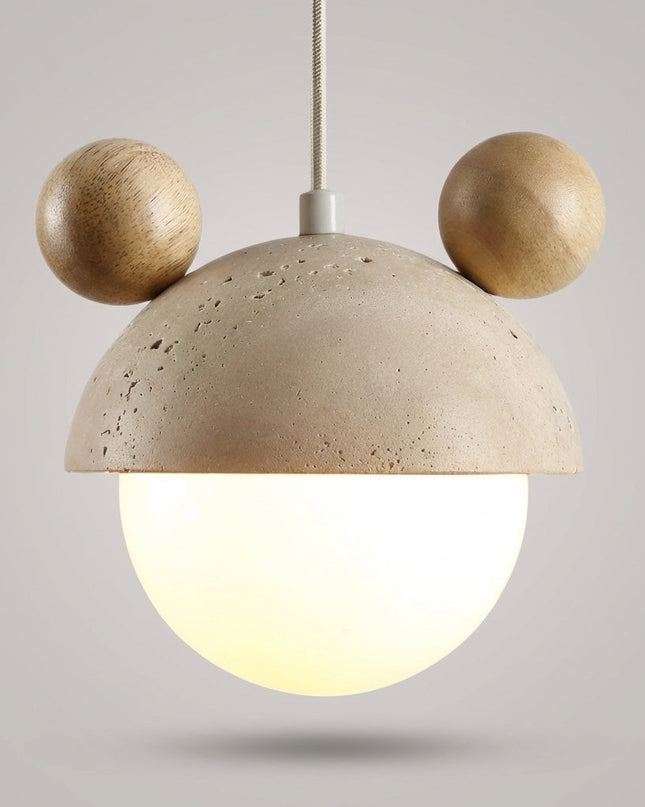 Lampa wisząca LED z trawertynowym wykończeniem, emitująca ciepłe światło, idealna do salon 2