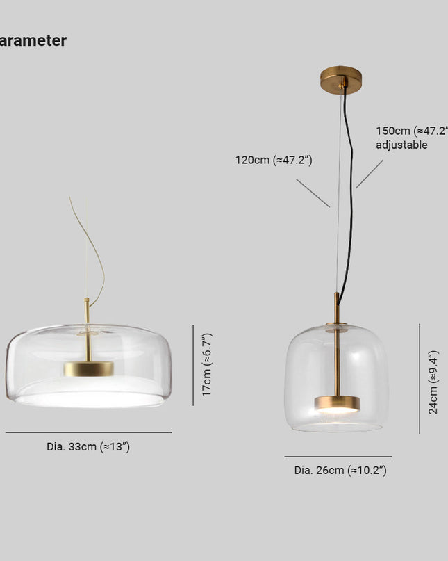 Lampa Wisząca Liodell z Regulacją Wysokości – Przezroczyste Szkło i Mosiężne Detale do Salonów i Nad Stół 8