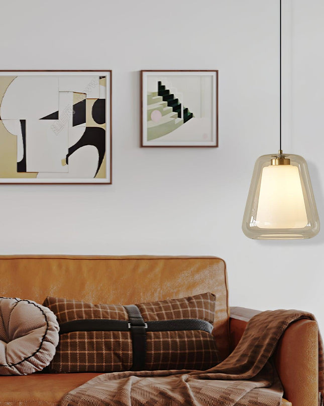 Lampa Wisząca Lucinda ze Szkła i Metalu, Nowoczesny Żyrandol do Salonu, Lampa nad Stół, 27 cm, Idealna do Wnętrz 5