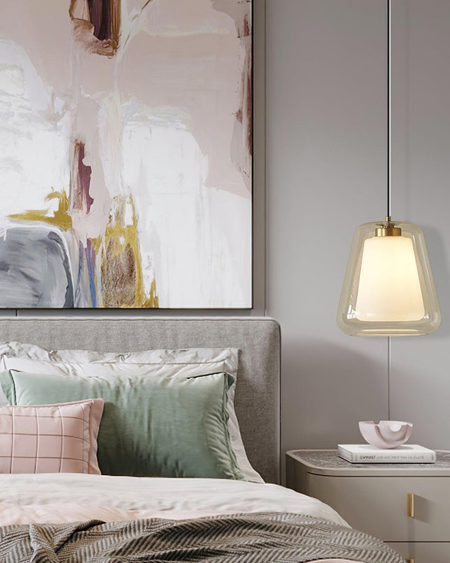 Lampa Wisząca Lucinda ze Szkła i Metalu, Nowoczesny Żyrandol do Salonu, Lampa nad Stół, 27 cm, Idealna do Wnętrz 7