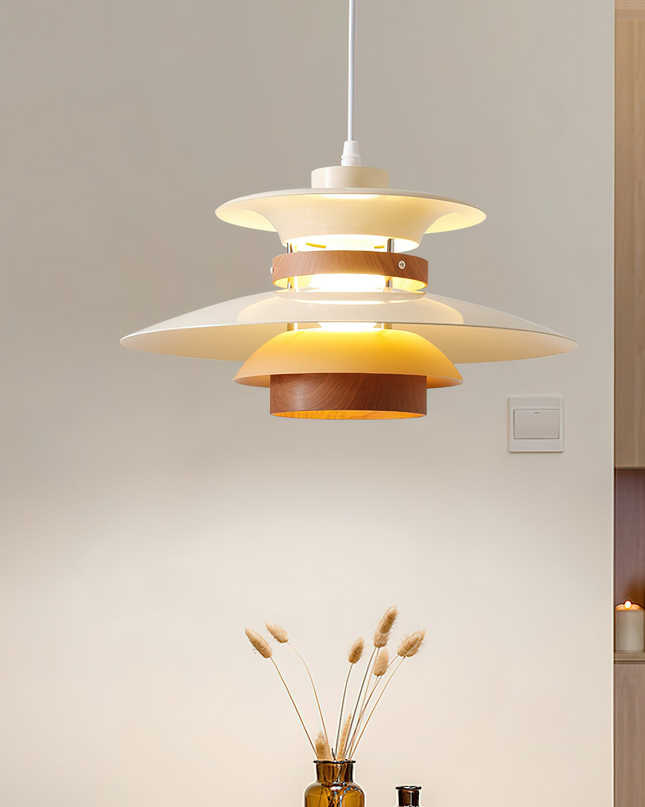 Lampa Wisząca Mercero do Salonu – Klasyczny Design z Ciepłym Światłem, Metalowa i Drewniana, Średnica 35/40 cm 2