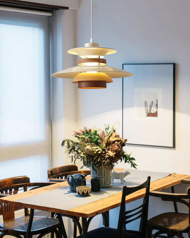 Lampa Wisząca Mercero do Salonu – Klasyczny Design z Ciepłym Światłem, Metalowa i Drewniana, Średnica 35/40 cm 7