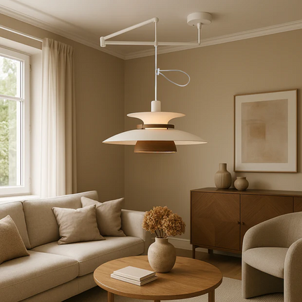 Lampa Wisząca Mercero z Obrotowym Ramieniem i Czterema Kloszami – Styl Skandynawski 3