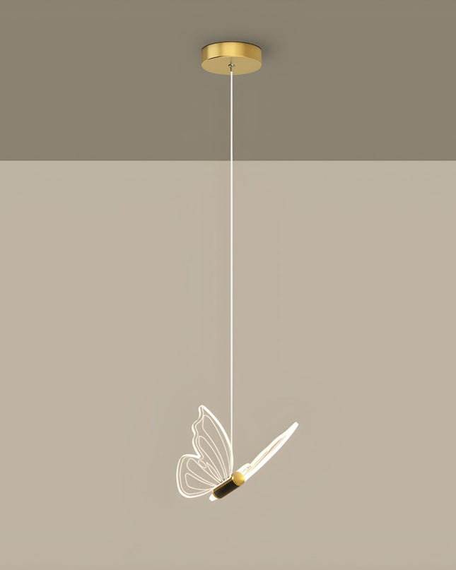 Lampa Wisząca Motyl, Regulowana Elegancka Lampa do Salonów, Nowoczesny Żyrandol z Przezroczystymi Elementami 0