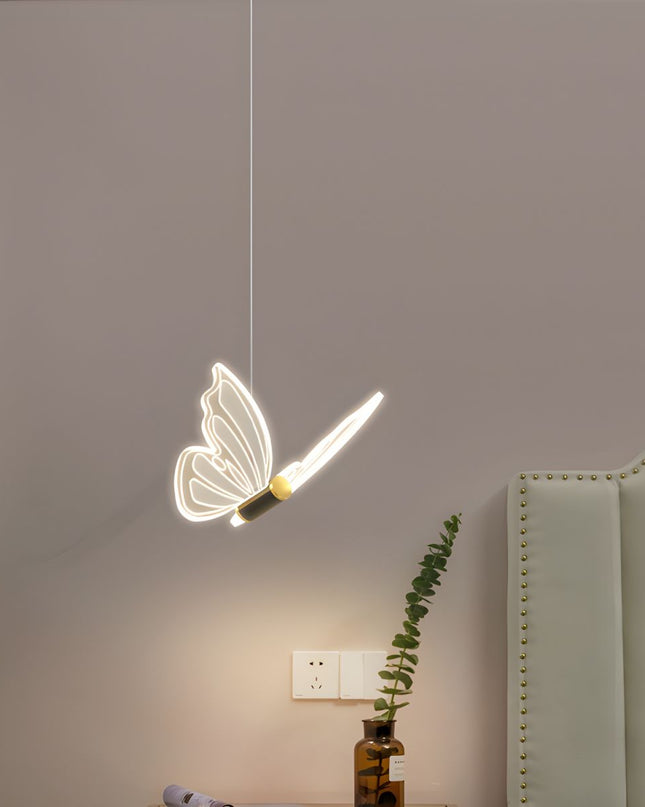 Lampa Wisząca Motyl, Regulowana Elegancka Lampa do Salonów, Nowoczesny Żyrandol z Przezroczystymi Elementami 1