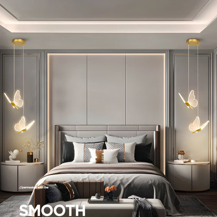 Lampa Wisząca Motyl, Regulowana Elegancka Lampa do Salonów, Nowoczesny Żyrandol z Przezroczystymi Elementami 4