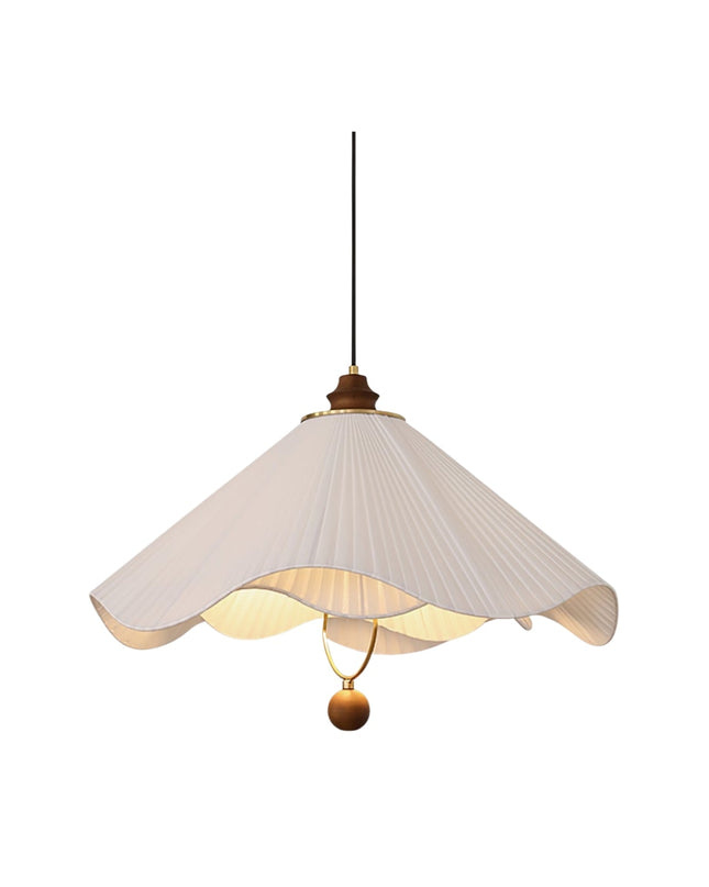 Lampa Wisząca Regulowana z Tkaniny i Drewna do Salonu – Stylowy Żyrandol Nad Stół, Miękki Biały Abażur 1