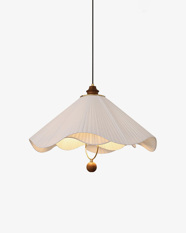 Lampa Wisząca Regulowana z Tkaniny i Drewna do Salonu – Stylowy Żyrandol Nad Stół, Miękki Biały Abażur 2