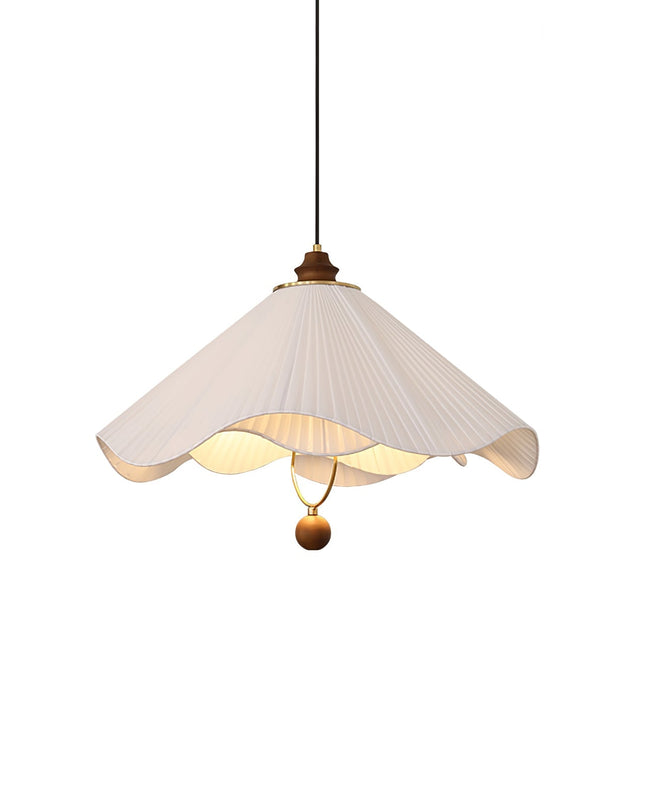 Lampa Wisząca Regulowana z Tkaniny i Drewna do Salonu – Stylowy Żyrandol Nad Stół, Miękki Biały Abażur 9