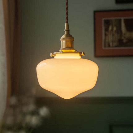 Lampa Wisząca Retro z Mosiądzu i Szkła – Klasyczny Żyrandol do Salonu, Regulowana Wysokość, Elegancki Design 0