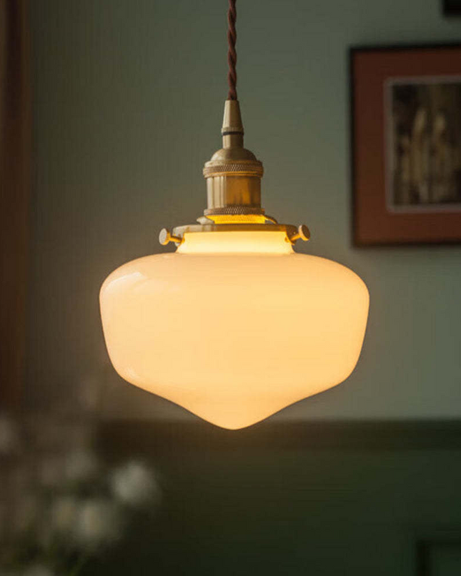Lampa Wisząca Retro z Mosiądzu i Szkła – Klasyczny Żyrandol do Salonu, Regulowana Wysokość, Elegancki Design 0