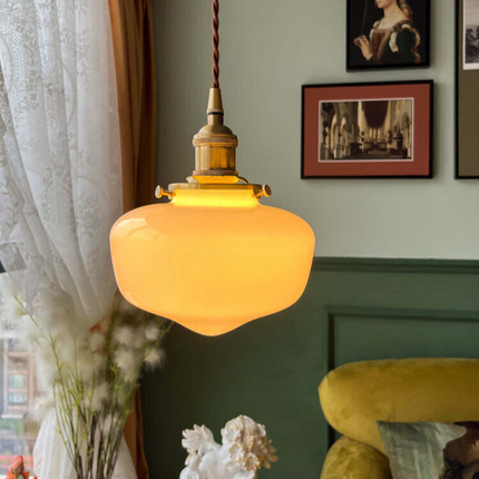 Lampa Wisząca Retro z Mosiądzu i Szkła – Klasyczny Żyrandol do Salonu, Regulowana Wysokość, Elegancki Design 2