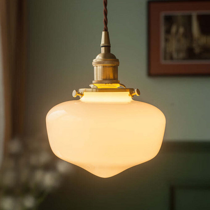 Lampa Wisząca Retro z Mosiądzu i Szkła – Klasyczny Żyrandol do Salonu, Regulowana Wysokość, Elegancki Design 3