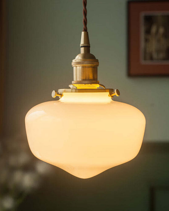 Lampa Wisząca Retro z Mosiądzu i Szkła – Klasyczny Żyrandol do Salonu, Regulowana Wysokość, Elegancki Design 3