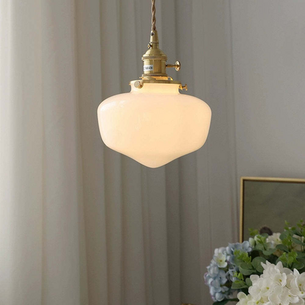Lampa Wisząca Retro z Mosiądzu i Szkła – Klasyczny Żyrandol do Salonu, Regulowana Wysokość, Elegancki Design 4