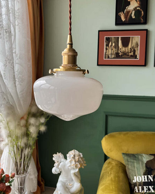 Lampa Wisząca Retro z Mosiądzu i Szkła – Klasyczny Żyrandol do Salonu, Regulowana Wysokość, Elegancki Design 5