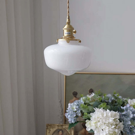 Lampa Wisząca Retro z Mosiądzu i Szkła – Klasyczny Żyrandol do Salonu, Regulowana Wysokość, Elegancki Design 6