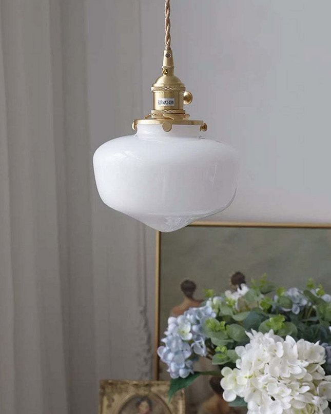 Lampa Wisząca Retro z Mosiądzu i Szkła – Klasyczny Żyrandol do Salonu, Regulowana Wysokość, Elegancki Design 6