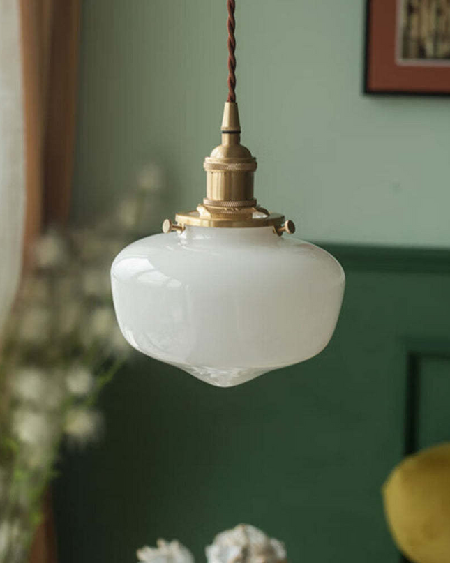 Lampa Wisząca Retro z Mosiądzu i Szkła – Klasyczny Żyrandol do Salonu, Regulowana Wysokość, Elegancki Design 7