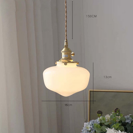 Lampa Wisząca Retro z Mosiądzu i Szkła – Klasyczny Żyrandol do Salonu, Regulowana Wysokość, Elegancki Design 8