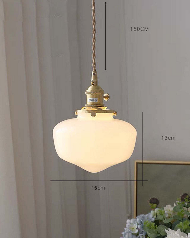 Lampa Wisząca Retro z Mosiądzu i Szkła – Klasyczny Żyrandol do Salonu, Regulowana Wysokość, Elegancki Design 8