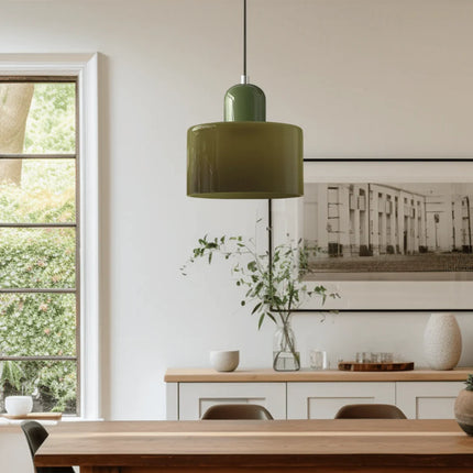 Lampa wisząca retro z regulowanym zawieszeniem i szklanym kloszem, idealna do salonu i jadalni 3