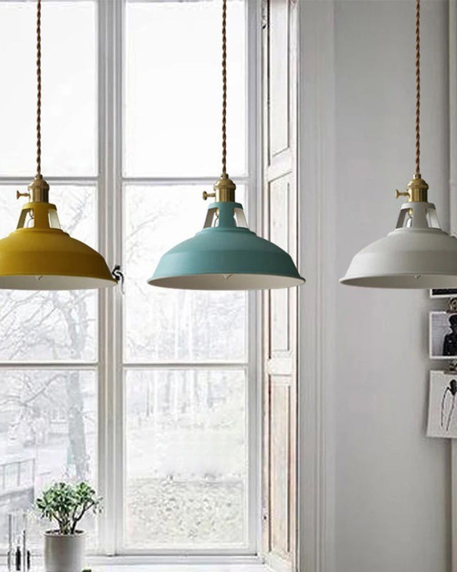 Lampa Wisząca Stożkowa Retro z Żelaza do Salonu, Lampy nad Stół, Industrialna, 20 cm Wysokości, 26 cm Średnicy 3