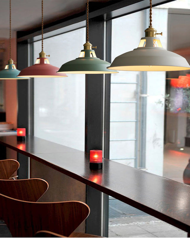 Lampa Wisząca Stożkowa Retro z Żelaza do Salonu, Lampy nad Stół, Industrialna, 20 cm Wysokości, 26 cm Średnicy 4