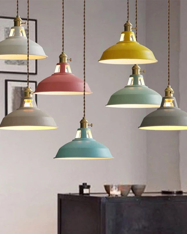 Lampa Wisząca Stożkowa Retro z Żelaza do Salonu, Lampy nad Stół, Industrialna, 20 cm Wysokości, 26 cm Średnicy 5