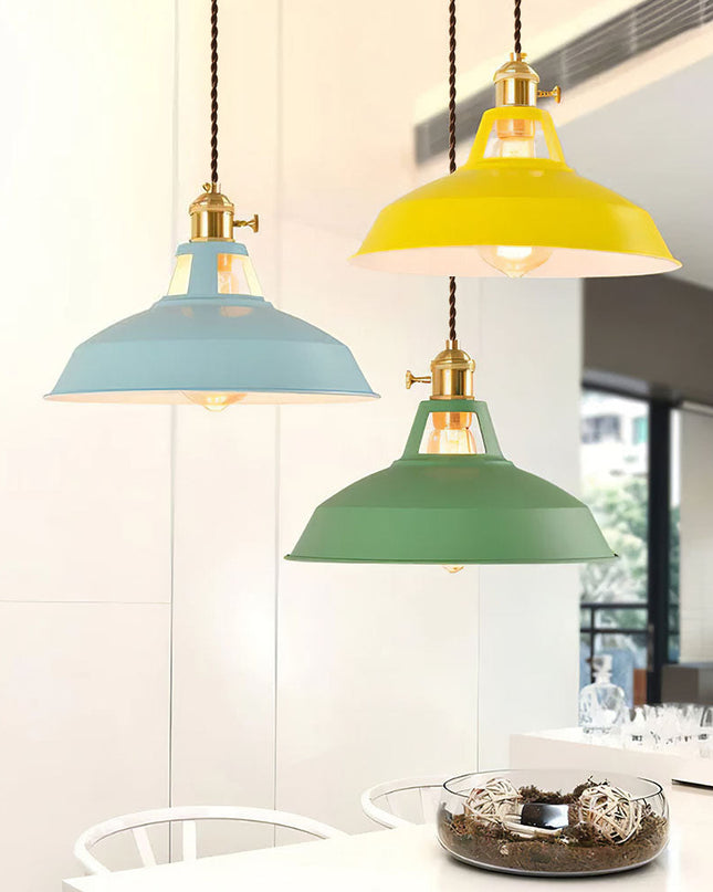 Lampa Wisząca Stożkowa Retro z Żelaza do Salonu, Lampy nad Stół, Industrialna, 20 cm Wysokości, 26 cm Średnicy 6