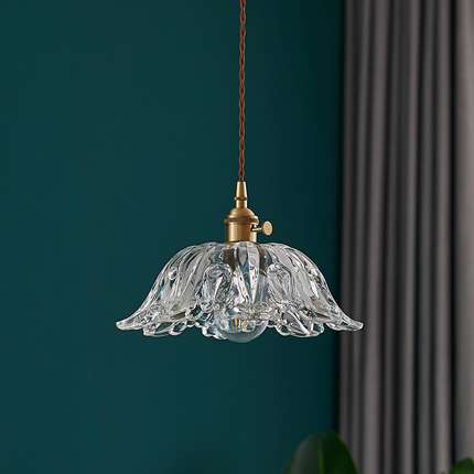 Lampa Wisząca Szklana Kwiatowa z Miedzią – Elegancka Dekoracja Wnętrz 4