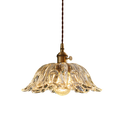 Lampa Wisząca Szklana Kwiatowa z Miedzią – Elegancka Dekoracja Wnętrz 6