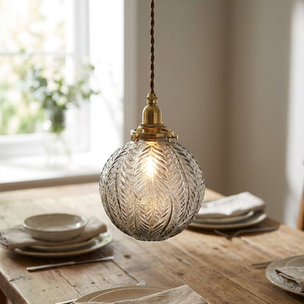 Lampa wisząca vintage z trawionego szkła, ciepłe oświetlenie do jadalni, wymiary  1