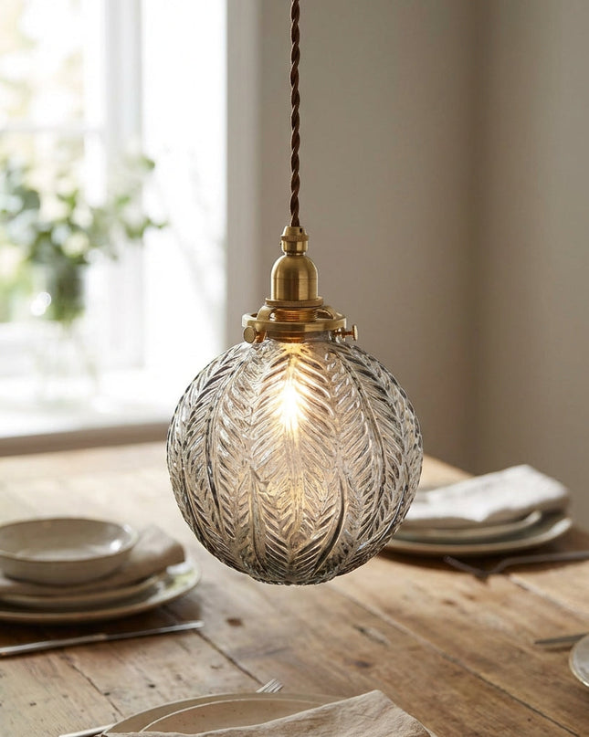Lampa wisząca vintage z trawionego szkła, ciepłe oświetlenie do jadalni, wymiary  1