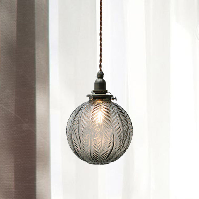 Lampa wisząca vintage z trawionego szkła, ciepłe oświetlenie do jadalni, wymiary  5