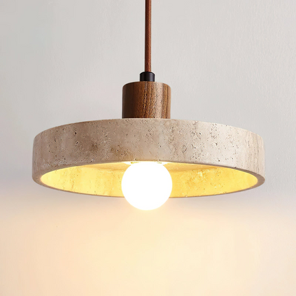 Lampa Wisząca Wabi Sabi z Kamienia i Drewna – Vintage Kremowa 7