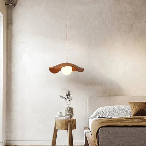 Lampa Wisząca Wabi Sabi z Liśćmi Lotosu – Minimalistyczna Lampa do Jadalni i Salonu, Metal i Żywica, D35CM H10CM 7