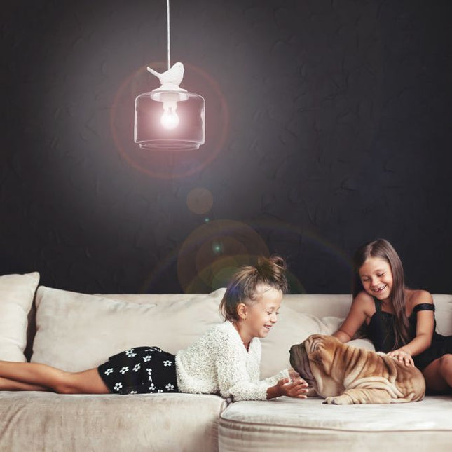 Lampa Wisząca w Kształcie Ptaka – Szklana Lampa do Salonu, Eleganckie Oświetlenie do Salonów, 20 cm 5