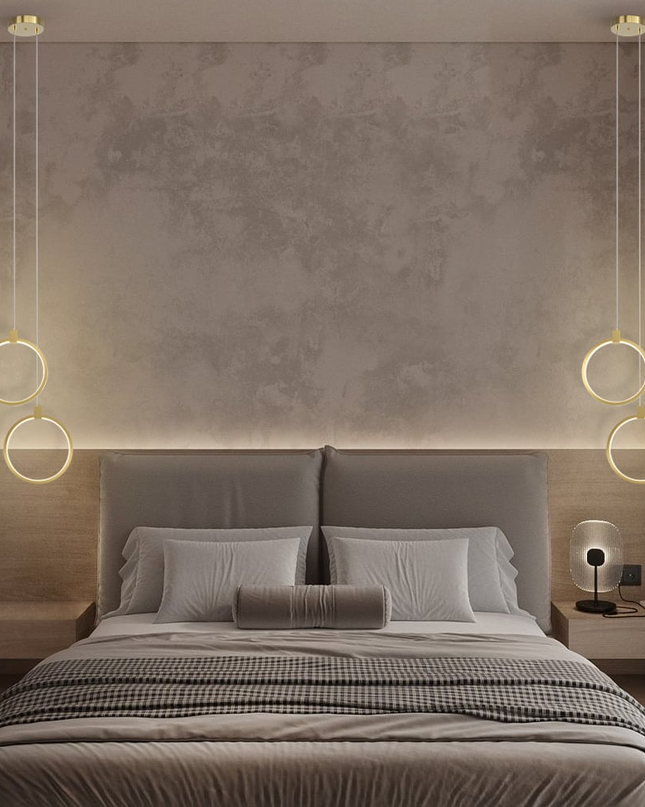 Lampa Wisząca z 2 Punktami w Kształcie Koła – Złoty Mosiądz, Nowoczesny Design 3