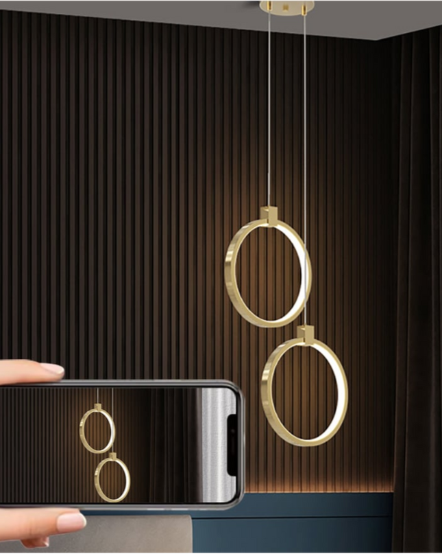 Lampa Wisząca z 2 Punktami w Kształcie Koła – Złoty Mosiądz, Nowoczesny Design 4