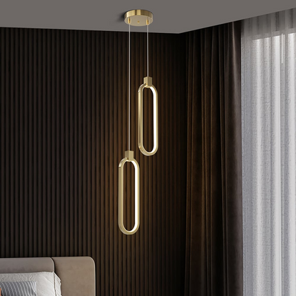 Lampa Wisząca z 2 Punktami w Kształcie Koła – Złoty Mosiądz, Nowoczesny Design 5