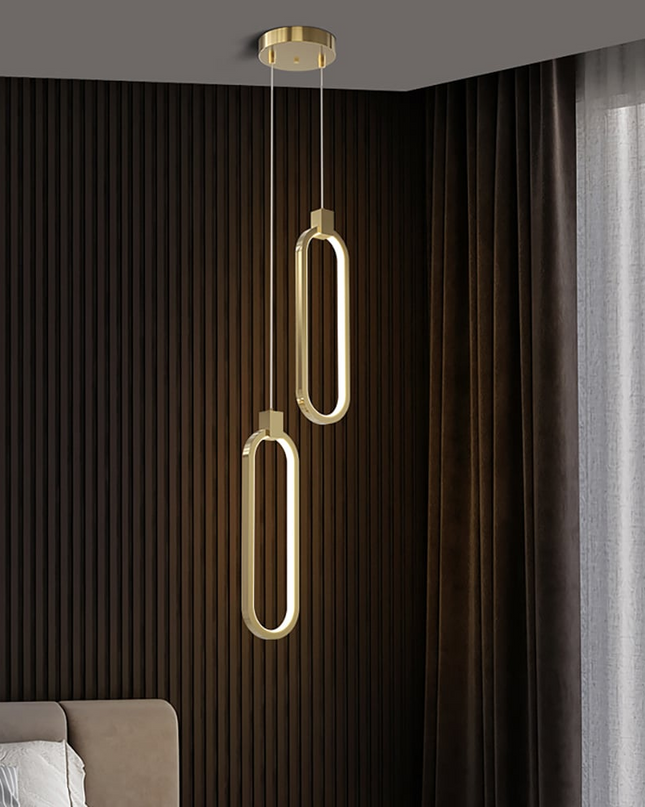 Lampa Wisząca z 2 Punktami w Kształcie Koła – Złoty Mosiądz, Nowoczesny Design 5