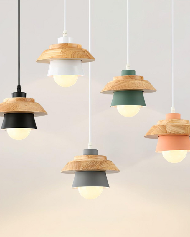 Lampa Wisząca z Drewna i Kamienia Naturalnego – Elegancki Element Wnętrza 1