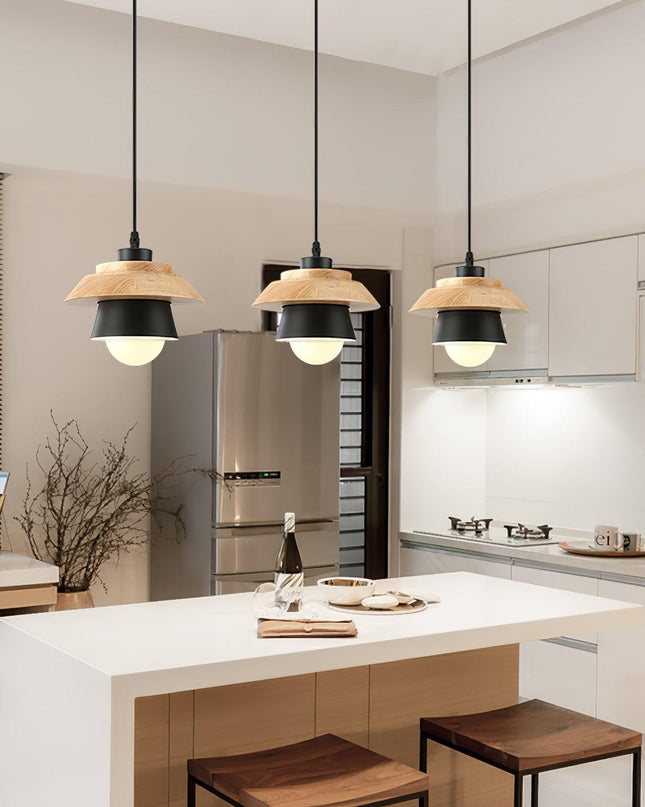 Lampa Wisząca z Drewna i Kamienia Naturalnego – Elegancki Element Wnętrza 2