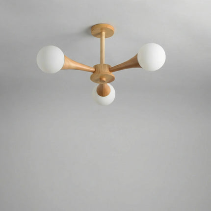 Lampa wisząca z drewna i szkła o średnicy 40 cm, idealna do nowoczesnego salonu i jadalni 2
